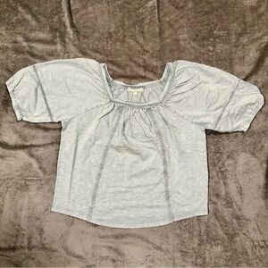 Indigo Thread Co. Light Blue Square Neck Peasant Top - Women’s Medium